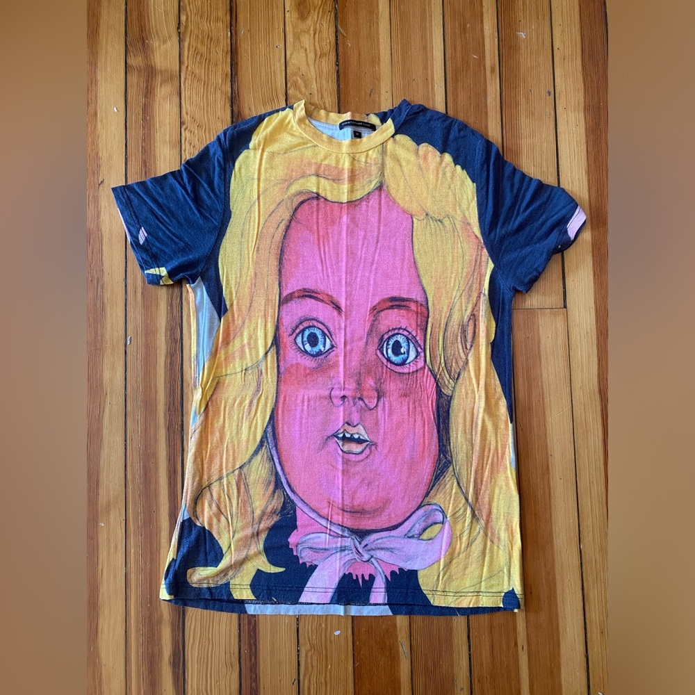 Y2k Christopher Kane creepy blonde doll print tee medium